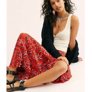 NWT Free People Cypress Printed Ruffle Skirt